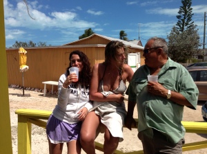 Bill and the girls enjoying their Island drinks